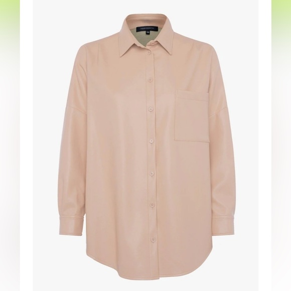 French Connection Vegan Leather Crolenda Oversized Shirt Size Small - Picture 4 of 11